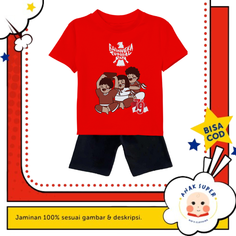 Baju Setelan Anak Laki-laki Lomba Merdeka Merah 17 Agustus 1-10 Tahun (AS)