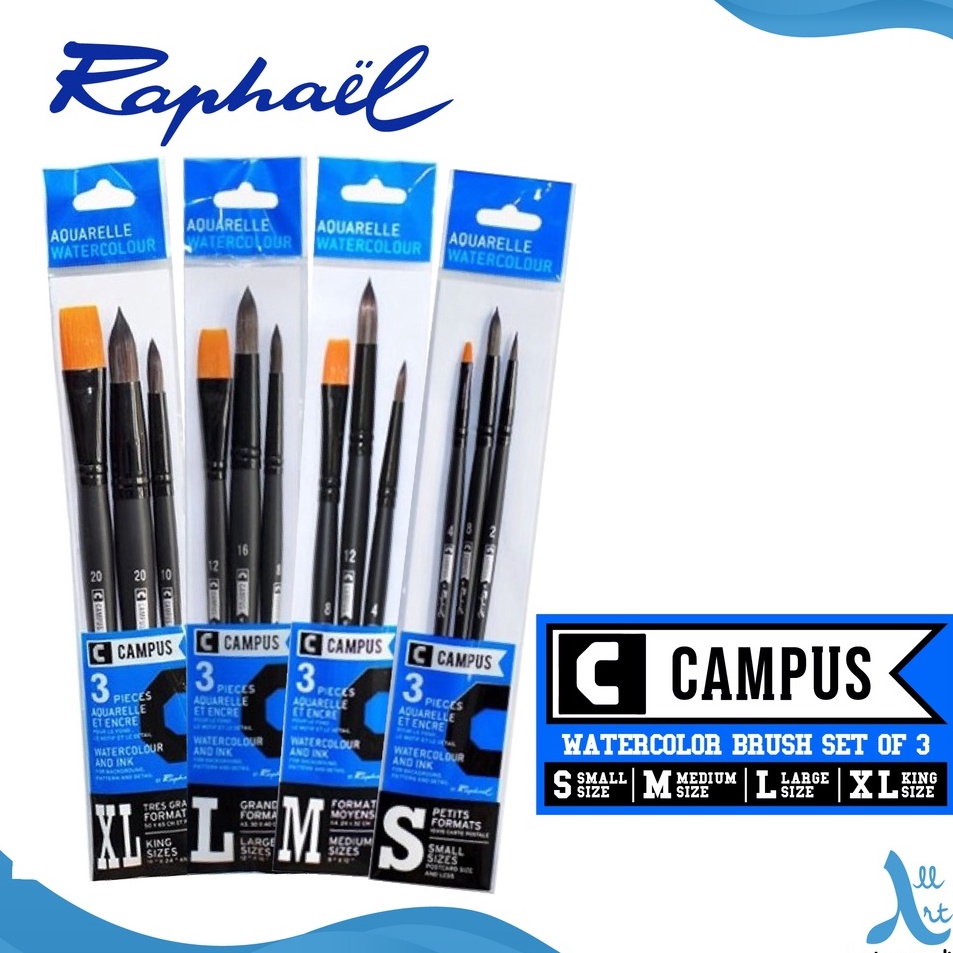

Raphael Campus Watercolor Brush Set 3 Synthetic Short Handle