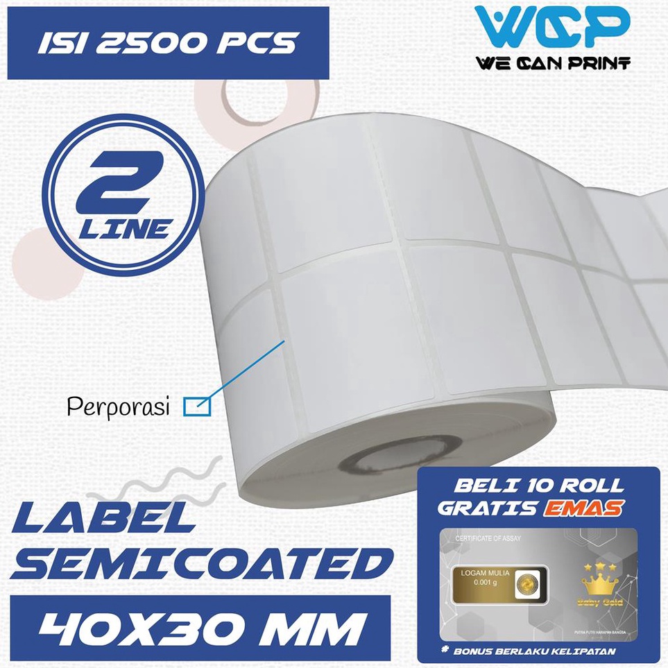 

Label Barcode 4 x 3 2 LINE Kes Sticker Label Semicoated 4x3 mm isi 25 pcs