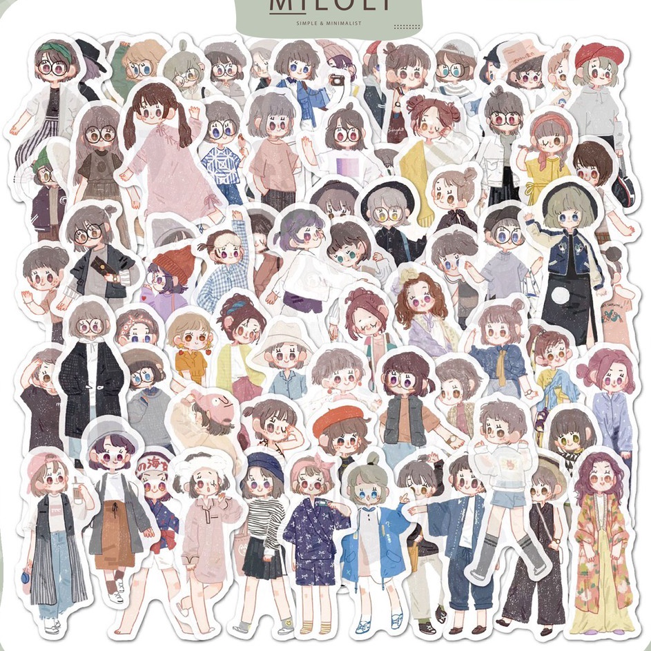 

Modern MILOLI 8 Pcs CHIBI CHARACTER Deco Sticker Planner DIY Scrapbook B37