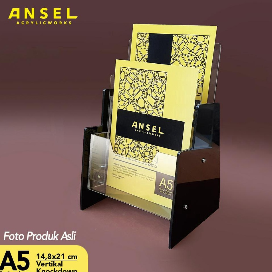 

Gaya ANSEL Tempat Akrilik Flyer Holder Tingkat A5 Ver Tipe C 2 n