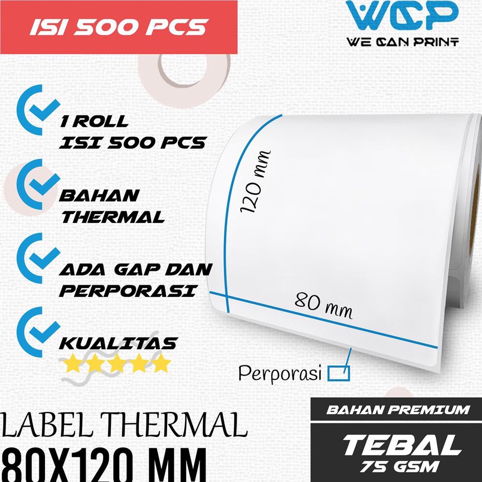 

Produk Keren Label Barcode Direct Thermal 8x12 Kes Sticker 8 x 12 core 1 isi 5 pcs
