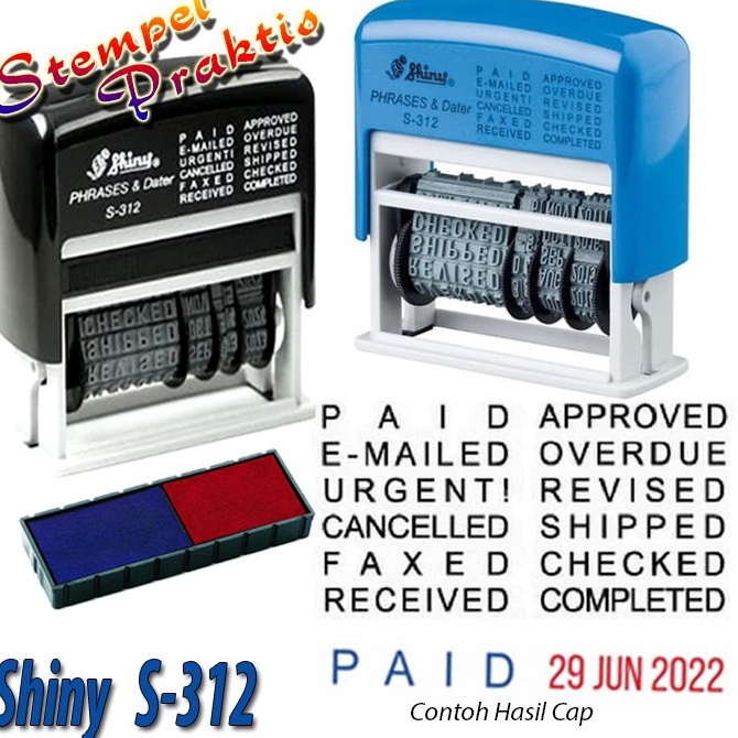 

Stempel Tanggalan Shiny S 312 S312 Self Ink Phrases Dater Stamp