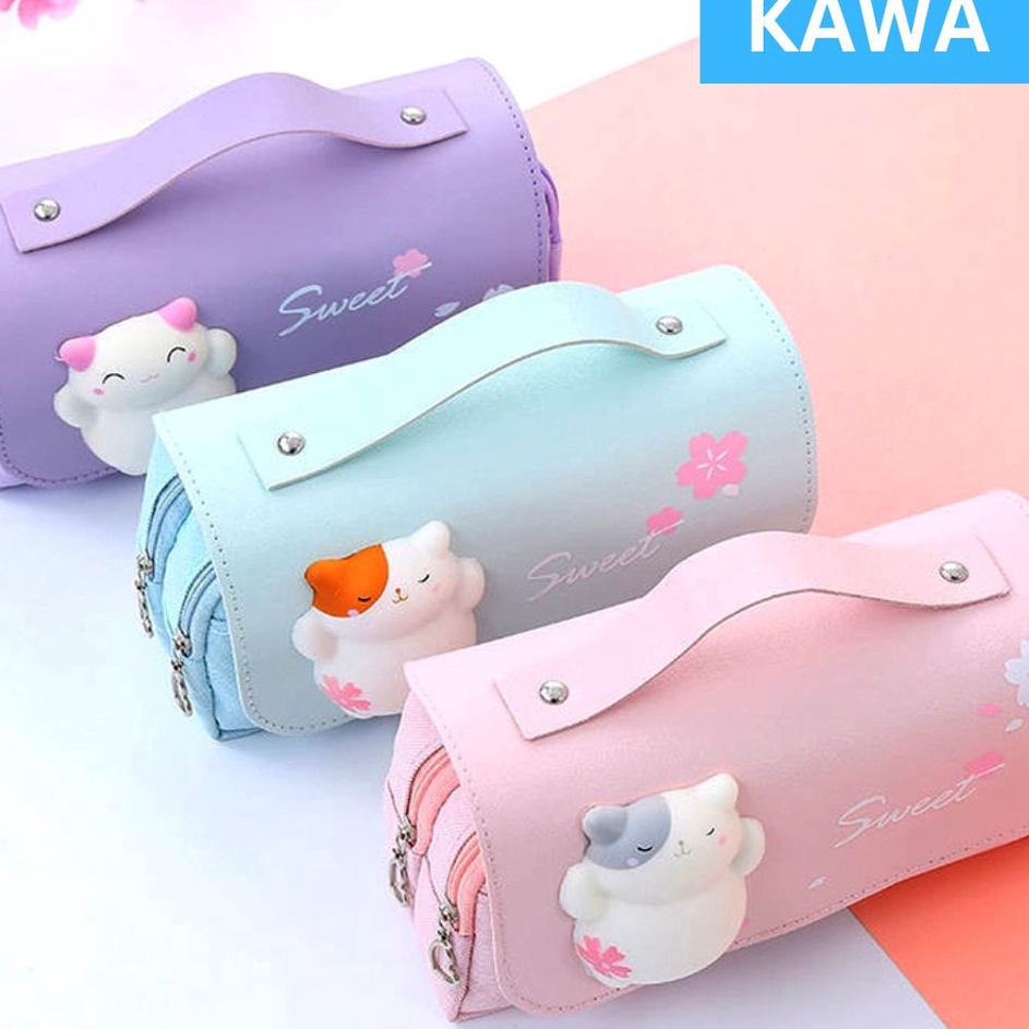 

KAWA Kotak Pensil Squishy Lucu Kain Pencil Case Aesthetic Multifungsi