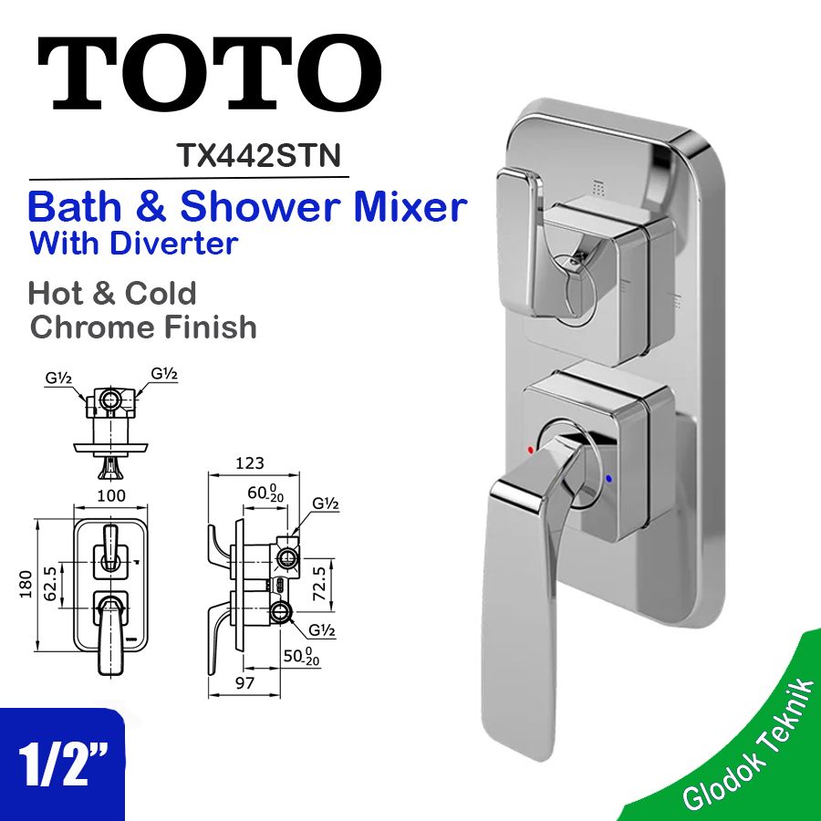 Toto Kran Tanam Shower mixer Panas Dingin with diverter TX442STN Single Lever Bath & Shower Mixer Wi