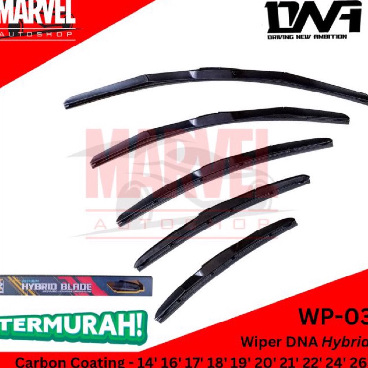 Dijual WIPER MOBIL PREMIUM HYBRID BLADE DNA  WIPER MOBIL UNIVERSAL CARBON COATING  WIPER KACA DEPAN 