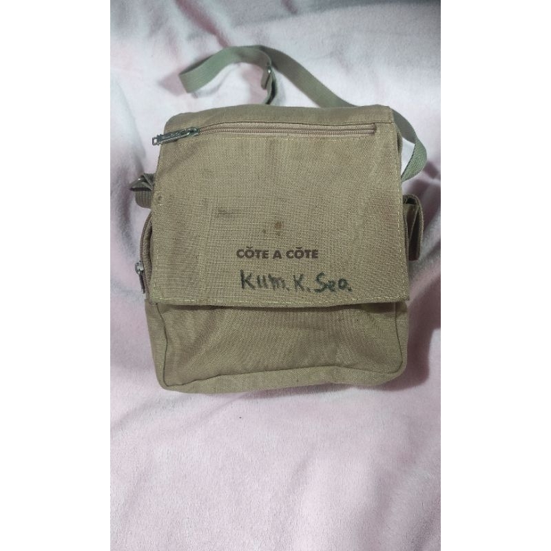 Sling Bag Pria Kanvas Cokelat