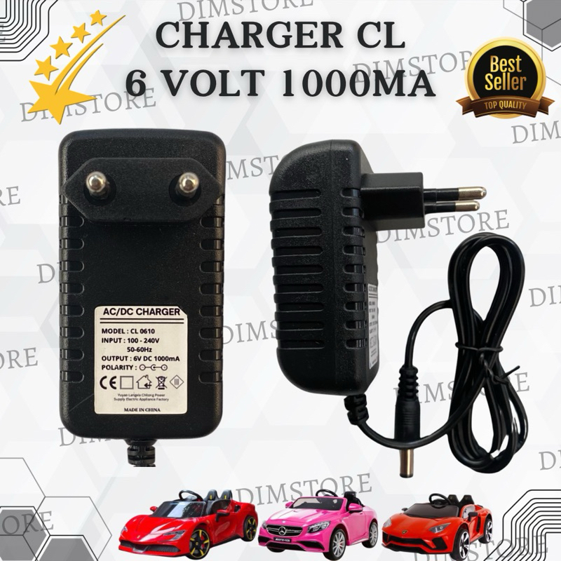 CHARGER CL MOBIL AKI MAINAN ANAK 6 VOLT 1000mA CASSAN MOBIL REMOT AKI PLIKO PMB UNIKID YUKITA PASIFI
