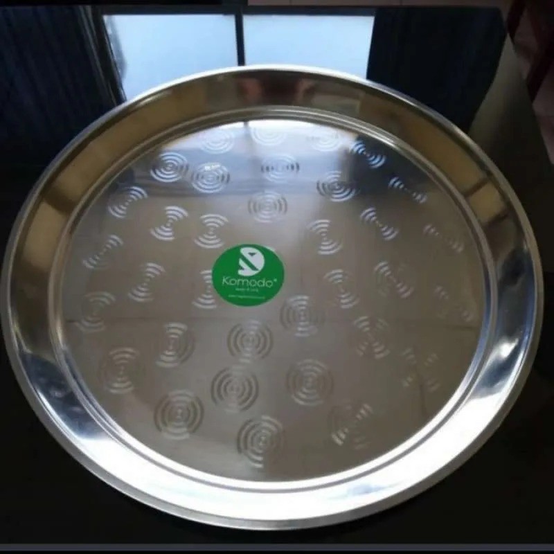 Nampan Bundar Saji Baki Round Tray Bulat Stainless Komodo 40 cm