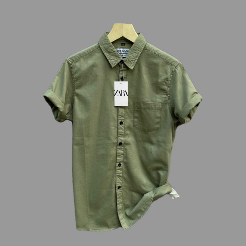 Kemeja Pria Lengan Pendek Polos Slim Fit Reguler Casual Formal Kerja Simple Santai Premium Kekinian 