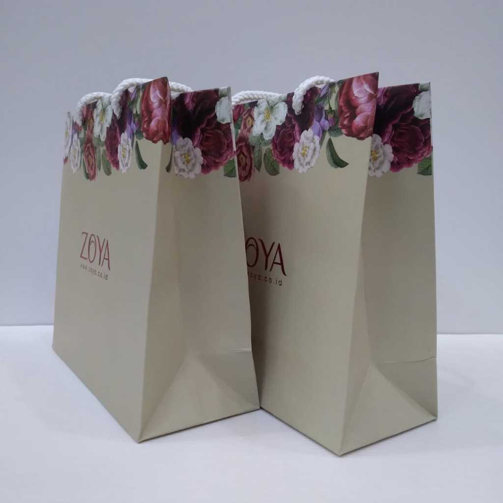

Zoya Paper Bag Kecil Motif Rose - Packaging Kerudung Hijab Segiempat - Packaging Busana - Bahan Art Carton