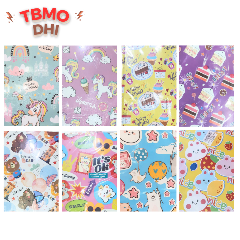

TBMO KERTAS KADO KIKY M70 PACK ISI 50 / Kiky Kertas Kado Isi 50/PACK Motif Cewe, Cowo, Batik