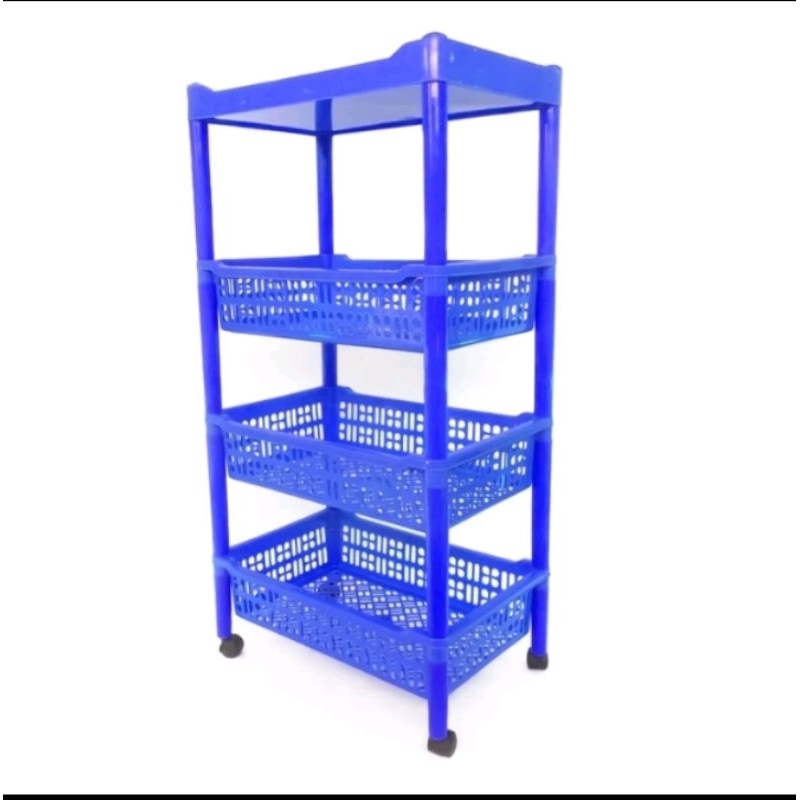 Rak salon/dapur plastik dengan roda 4 susun