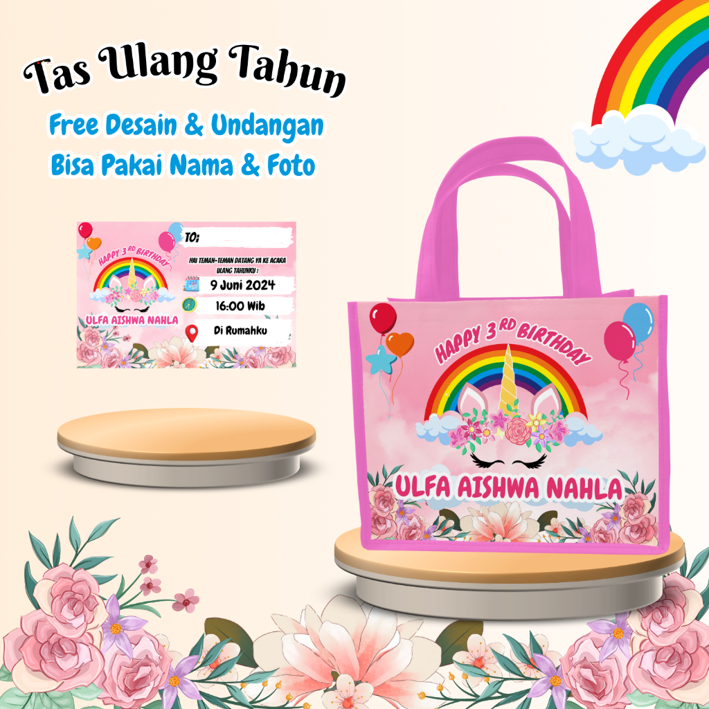 

30 Pcs Tas & Free Undangan Anak Ulang Tahun Custom Desain Muat Kfc Snack