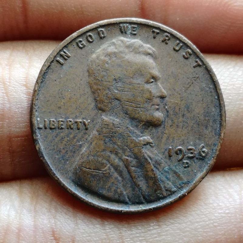 PT50 - Coin 1936 D Lincoln Gandum Amerika