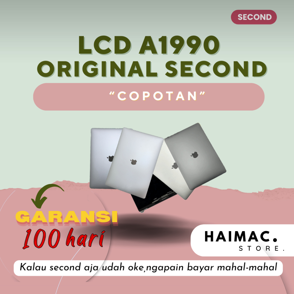 LCD Second Copotan A1990 MacBook Pro 15" 2018 2019 || Original Mulus