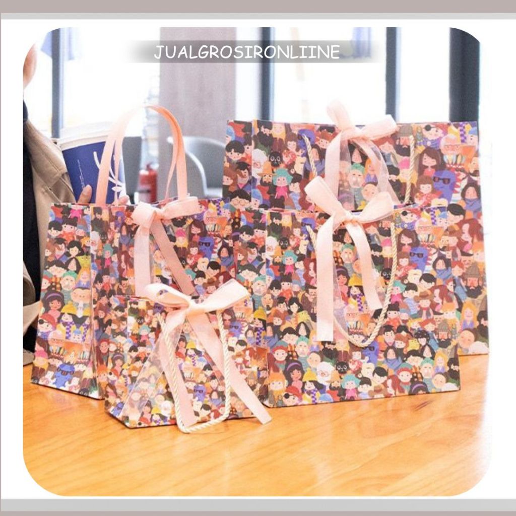 

Paper Bag Motif Peach Premium Vintage Kantong Dus Sovenir Hadiah Kado