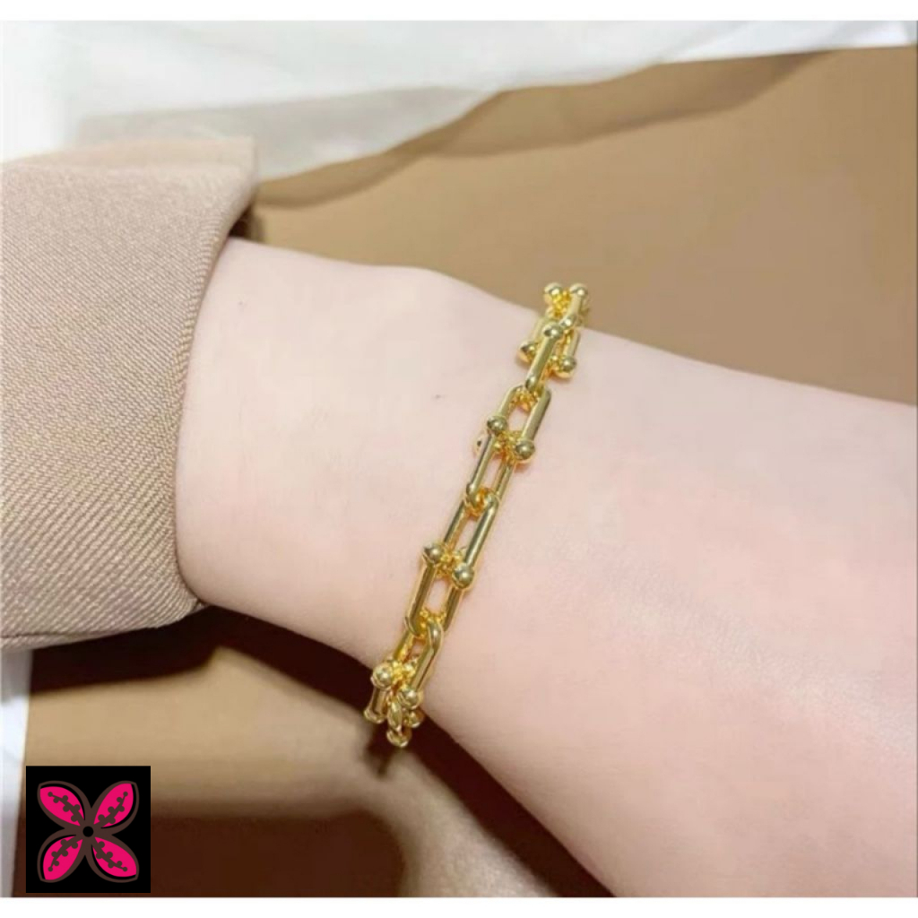 Gelang rantai Emas titanium Terbaru rantai Model Kotak