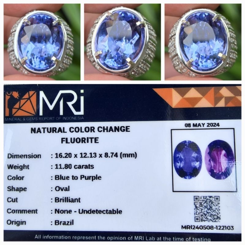 Natural Color Change Fluorite Memo 11.80 crt