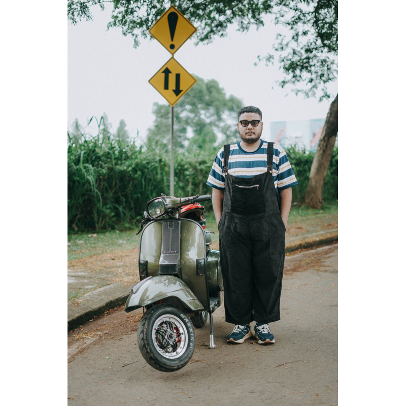 Fatgoods Overral Jumpsuit Corduray Jumbo Pria hitam Cotton Corduray