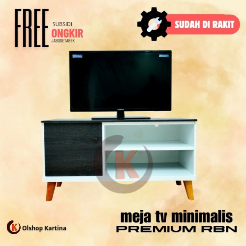 Meja tv Led minimalis modern Aestethic 43 inch Led tv serbaguna Ekonomis Warna "Hitam