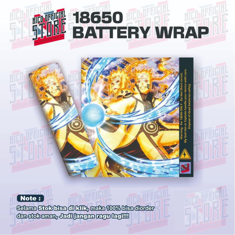 

FAMSTORE -Pelindung Baterai - Stikerskin Wrap Baterai 18650 Motif Naruto V2 Full Motif Desain Dan Anti Gores