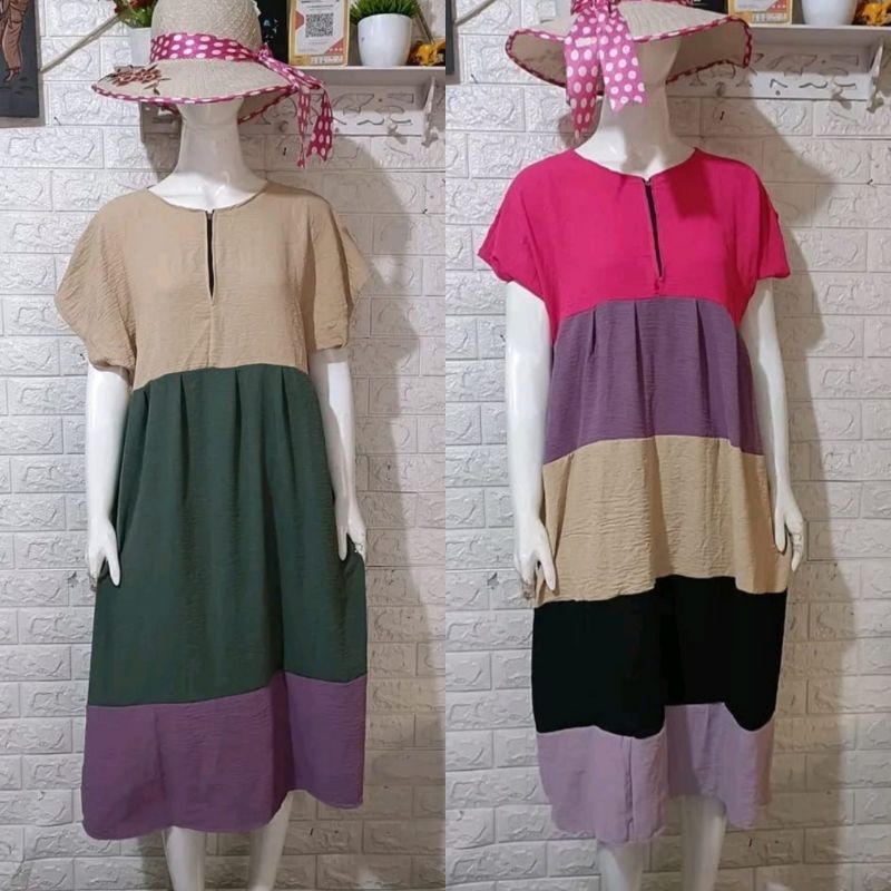 DASTER PELANGI JUMBO DRESS RAINBOW CRINKLE AIRFLOW DASBUNG