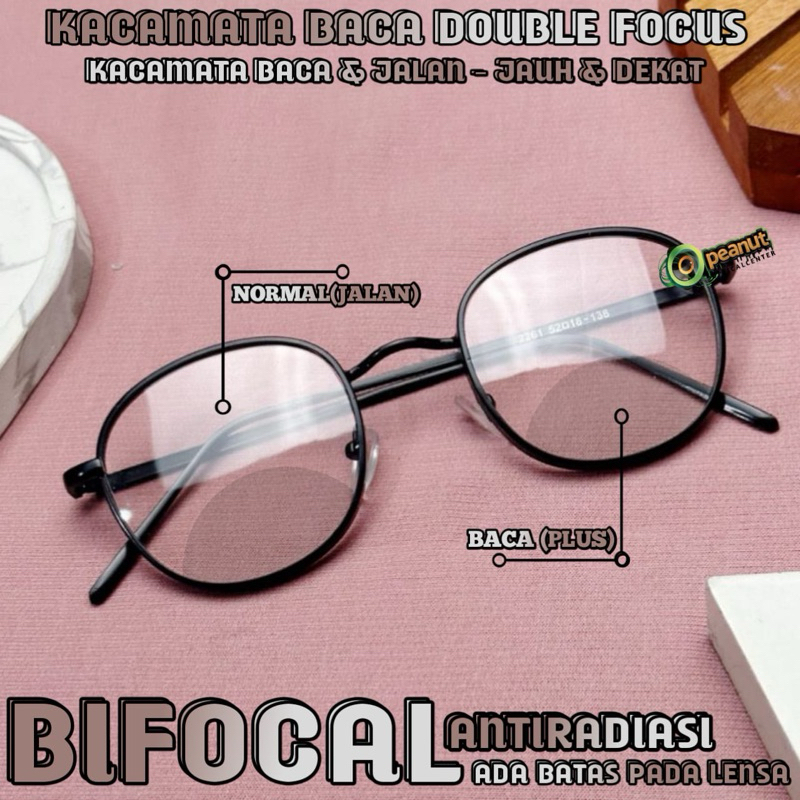 Kacamata Baca Double Focus Antiradiasi Pria/Wanita | Kacamata Baca dan Jalan | Kacamata Untuk Jalan 