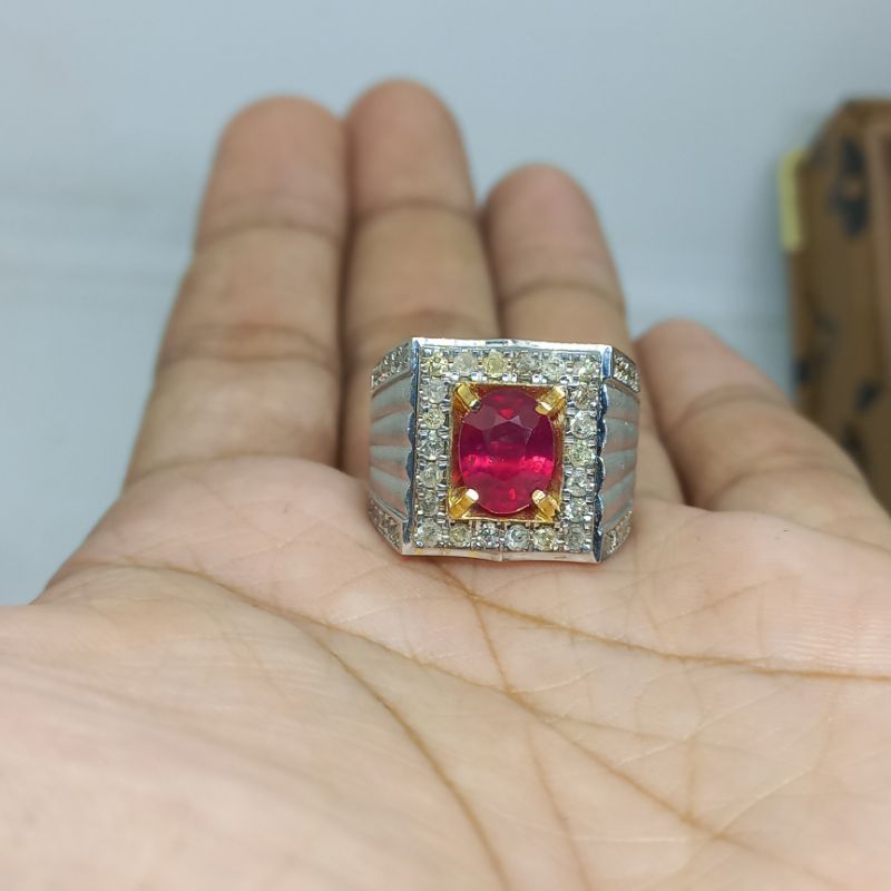 cincin berlian pria batu merah ruby asli free memo