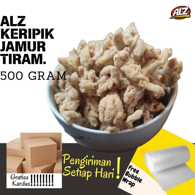 

Keripik Kripik Jamur Tiram ALZ 500 Gr Oleh oleh Khas Kebun Teh Kemuning Karanganyar Solo