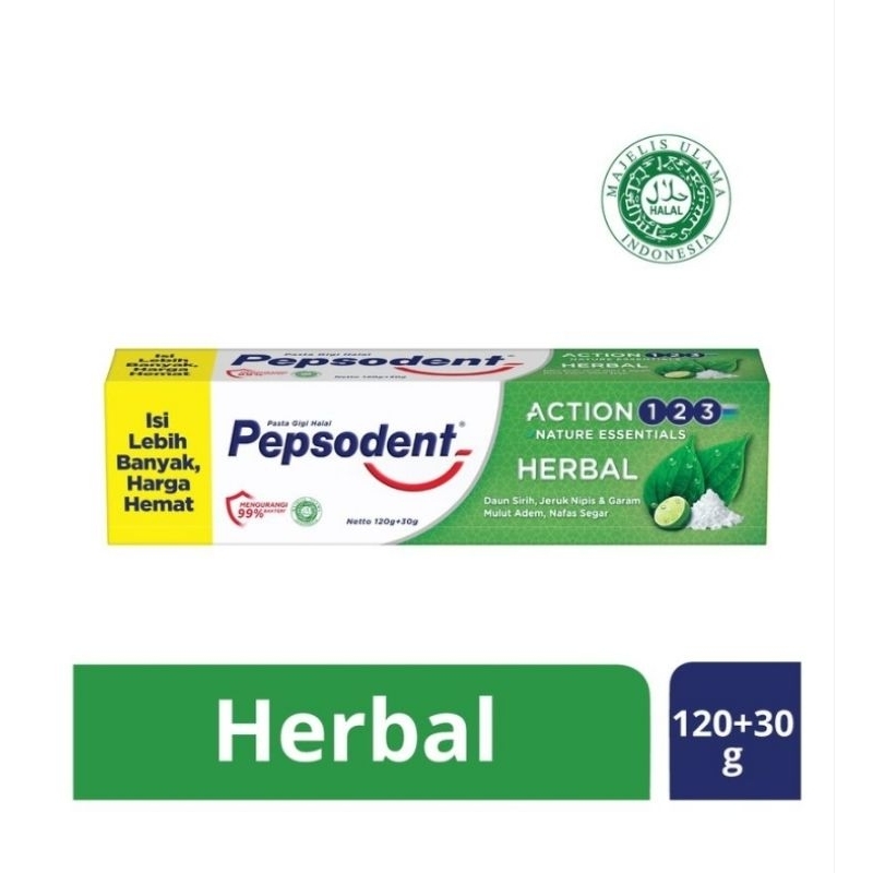 Pepsodent Pasta Gigi Action 123 Herbal 120 Gram + 30 Gram
