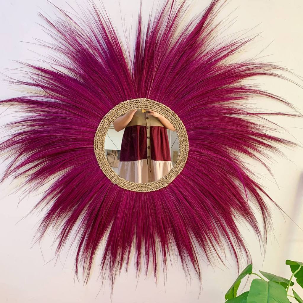 Cermin Rayung / Cermin Rustic / Cermin Home Decor / Cermin Bulu /Cermin Bulat / Cermin Matahari