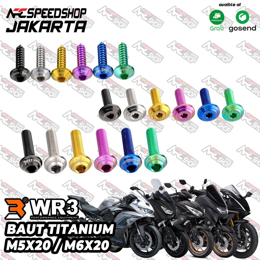 Baut Windshield Tutup Tangki Fuel Cap Spakbor Depan / Hugger / Body Fairing Titanium WR3 ZX636 Z900 