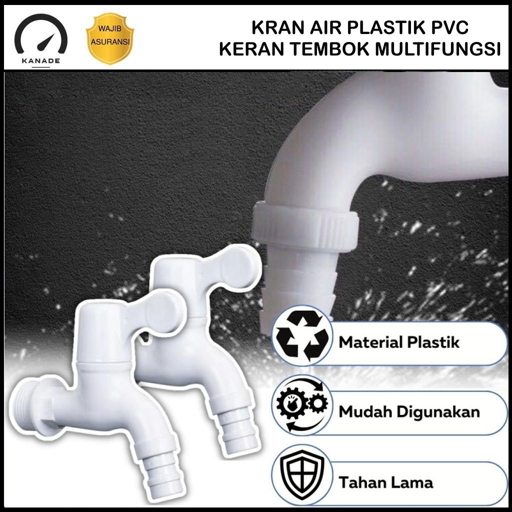 Kran Air Plastik PVC Water Faucet/ Keran Tembok Taman Toilet Serbaguna