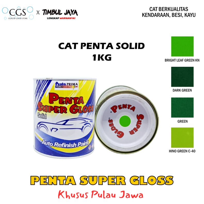 Penta Super Gloss CYANINE GREEN 1Kg / cat mobil hijau / cat motor hijau / cat duco hijau / cat penta