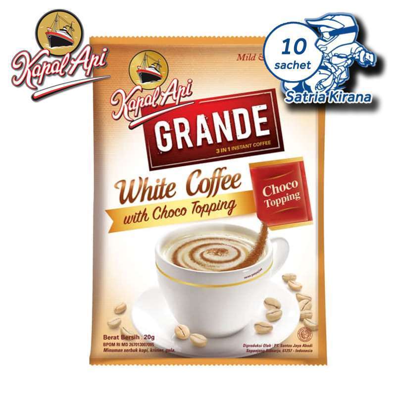 

Kapal Api Grande White Coffee 10 Sachet - Mengandung Susu dan Krimer - Low Fat