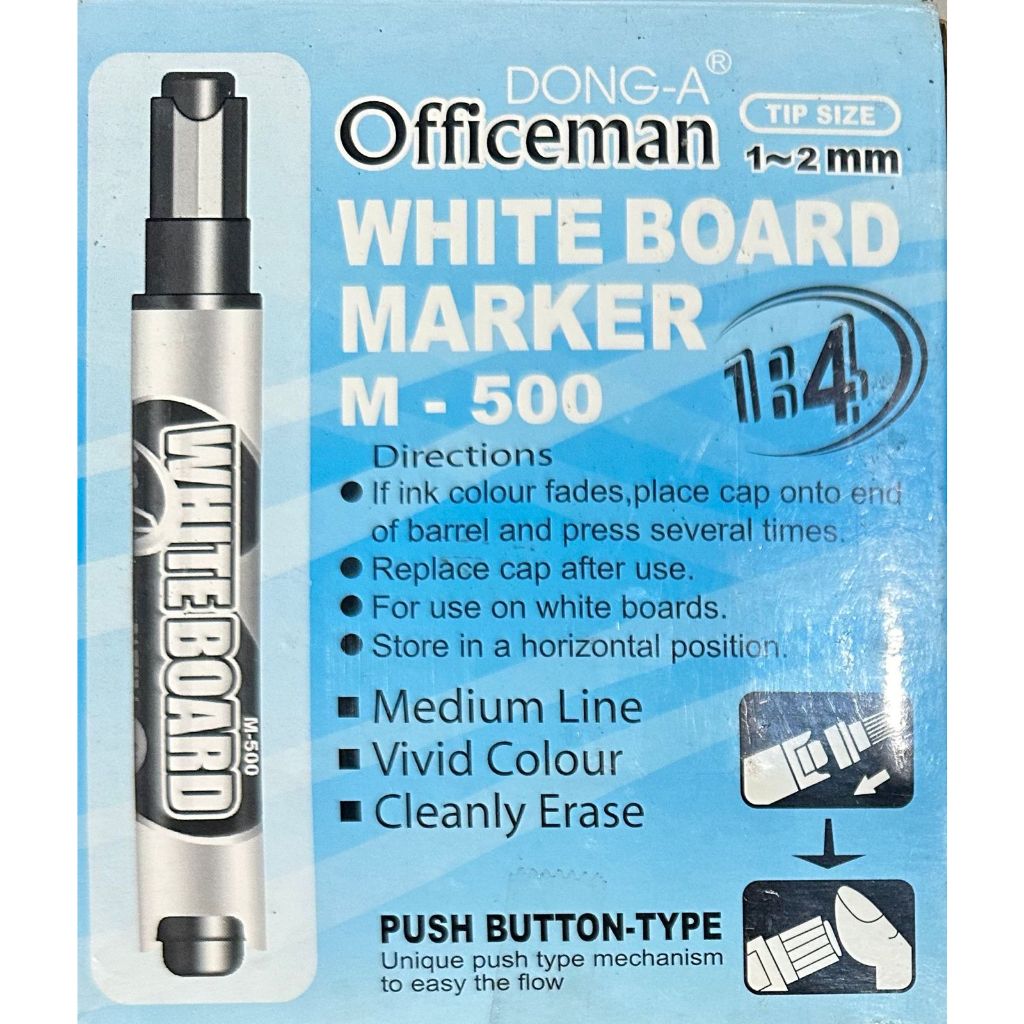 

SPIDOL WHITEBOARD WARNA HITAM 2mm Spidol Officeman Spidol Tidak Permanent Push Button