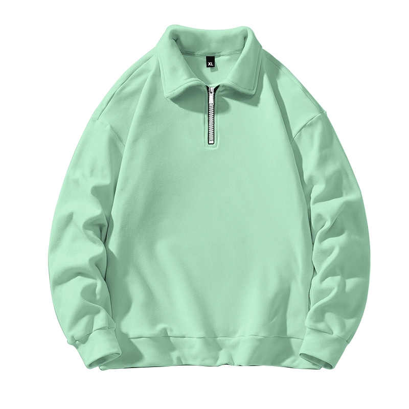 YUUGA Sweater Half Zip Pria Wanita Sweater Half Zip Polos Unisex