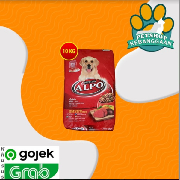 [GOSEND] Makanan Anjing Alpo Adult Beef Liver Vegetables 10 Kg Dog Food Alpo Beef 10kg