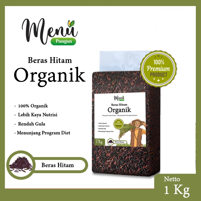 

MENUPANGAN Beras HITAM Organik Premium Banyuwangi 1kg - Beras Sehat untuk Diabetes / Diet Rendah Gula Kalori