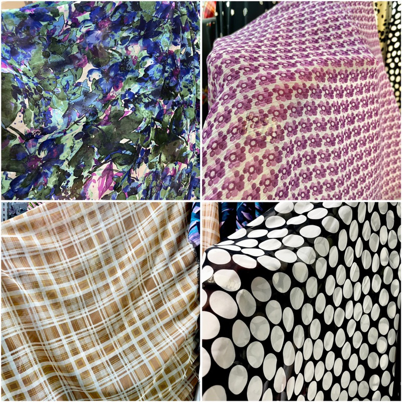 kain sifon ceruty motif lebar 150 cm | kain meteran | bahan sifon ceruty kembang bunga kecil besar