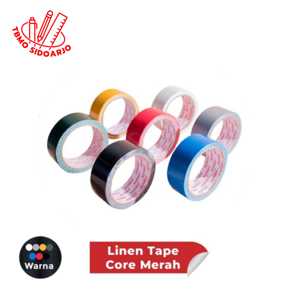 

TBMO Linen Tape Borneo Core Merah 36mmx8m / Lakban Kain Borneo