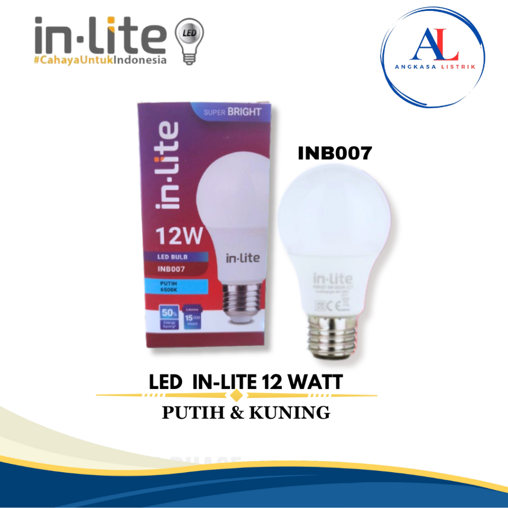LAMPU LED BULB INLITE 12W 12 WATT - INB007 - Putih