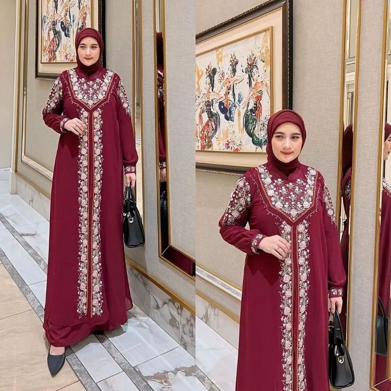 Clarissa Series Bordir Terbaru Baju Kondangan Wanita Ceruty Babydoll Aplikasi BordirMewah elegant Ga