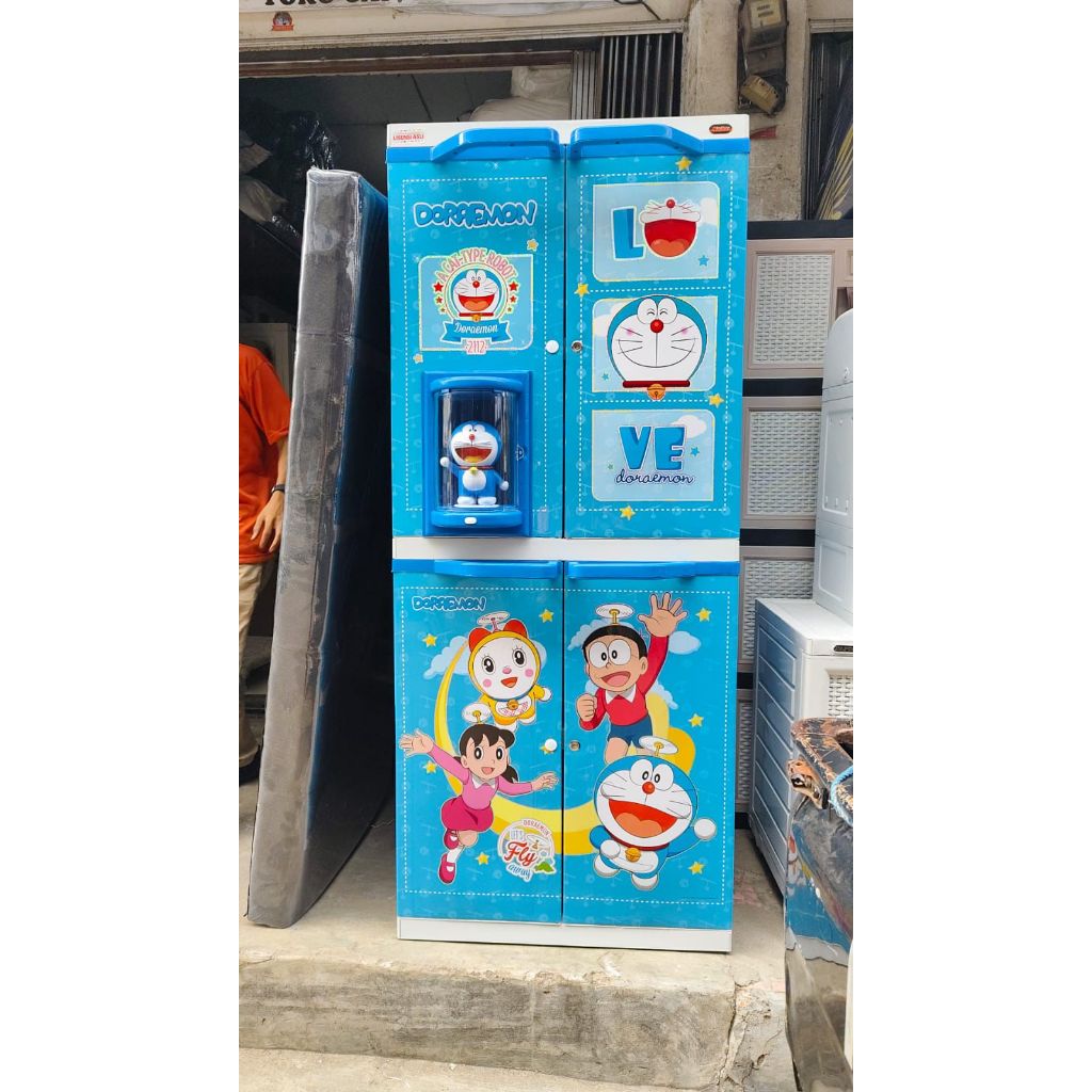 Lemari Plastik anak 2 pintu NAIBA / Lemari Plastik karakter anak 2 pintu FREE BONEKA LUCU (KHUSUS BA