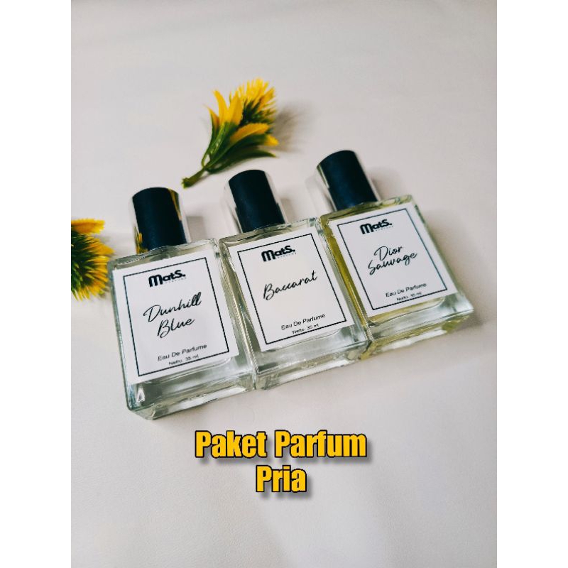 Dapat 3 Parfum PRIA - Paket HEMAT | Dunhill Blue, Baccarat, Dior Sauvage