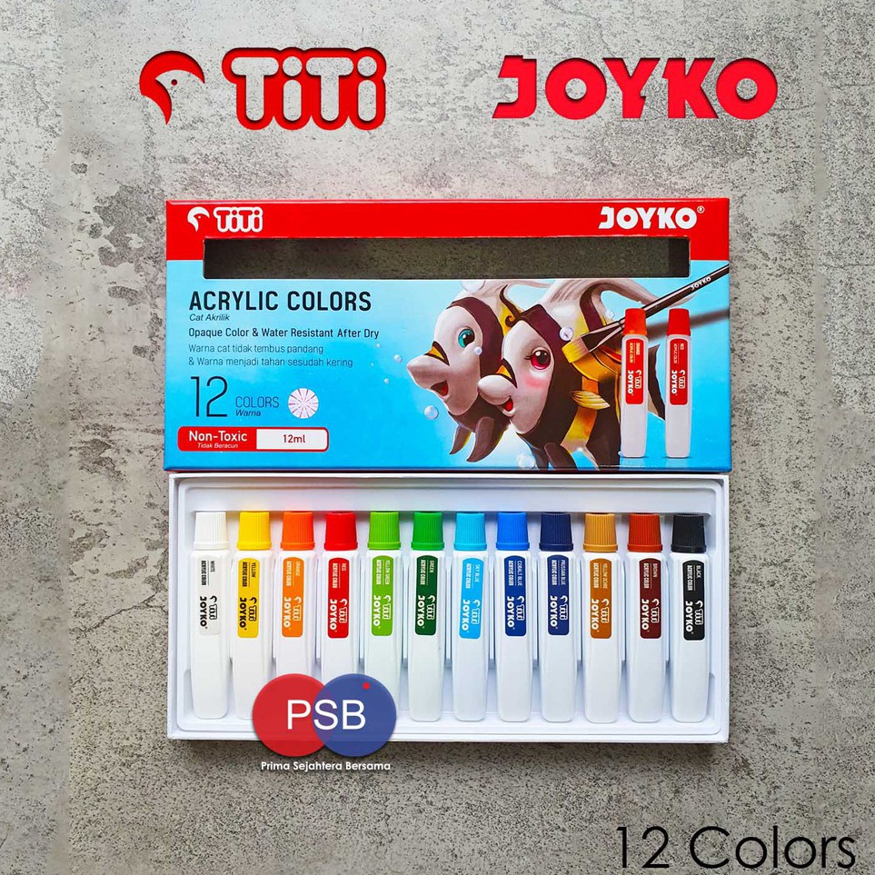 

Bayar Di Tempat Cat Akrilik Titi Joyko 12 warna x 12 ml Cat Akrilik Murah