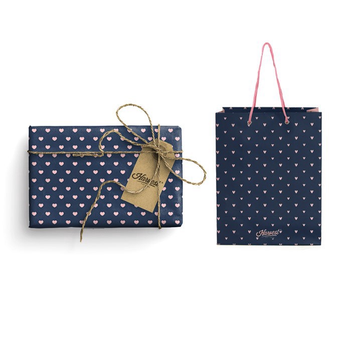 

NEW PROMO Paket Kertas Kado Paper Bag Harvest Gift Set Love Navy