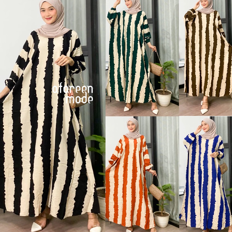 Essential Kaftan Rayon Jumbo Motif Glenka Kaftan Loreng Salur By Afareen Mode