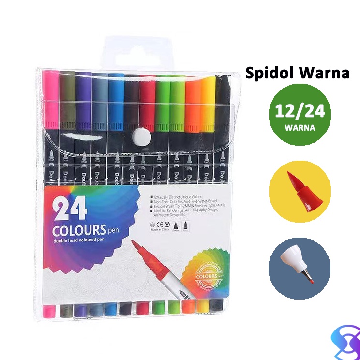 

Watercolor Marker Pen Spidol Warna Brush Pen 1224 WarnaSuning Mall